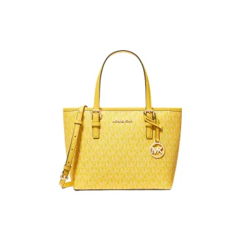 MICHAEL KORS Jet Set Travel Coated Canvas Shoulder Bag Crossbody Bag Handbag Extra Small Women's Gold