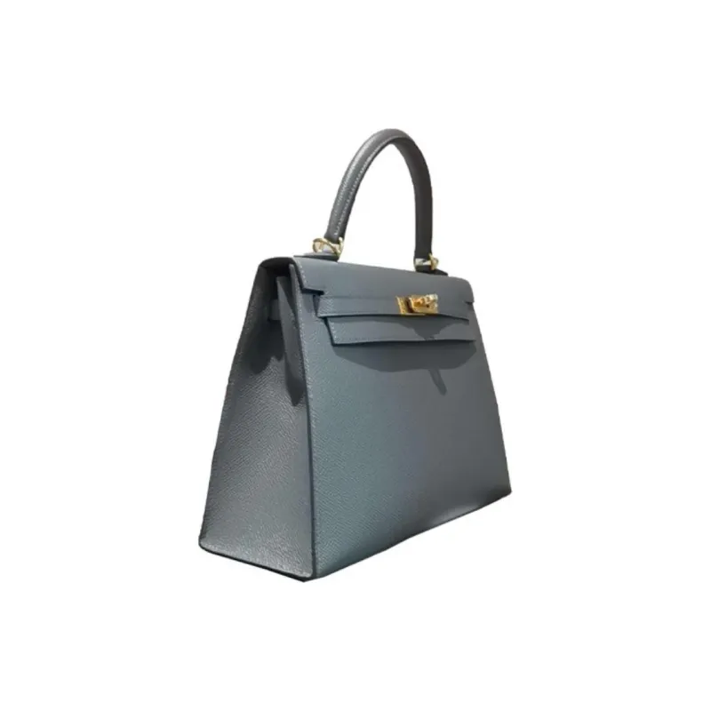 HERMES Kelly Epsom Leather Handbag Women's Y7 Bleu Orage Hurricane Blue-1