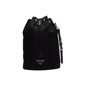PRADA Cow Leather Bucket Bag Wrist Bag Women's Black