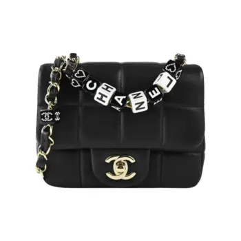 CHANEL 23C Early Spring Lambskin Flap Bag, Crossbody Bag, Shoulder Bag Women's Black
