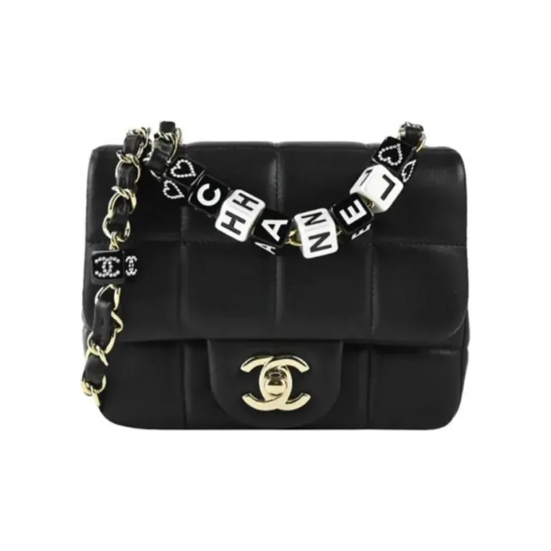 CHANEL 23C Early Spring Lambskin Flap Bag, Crossbody Bag, Shoulder Bag Women's Black-0