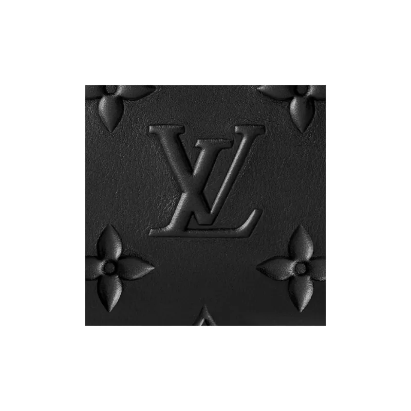 LOUIS VUITTON Monogram Debossed Calfskin Side Trunk Black-4