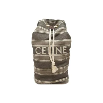 CELINE Canvas Backpack Women's Gray/Brown