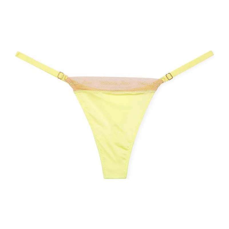 Victoria's Secret PINK VERY SEXY Logo EmbroideryAdjustableThongPanty/Cw Underpants Women's 1 Pack Lemon-0