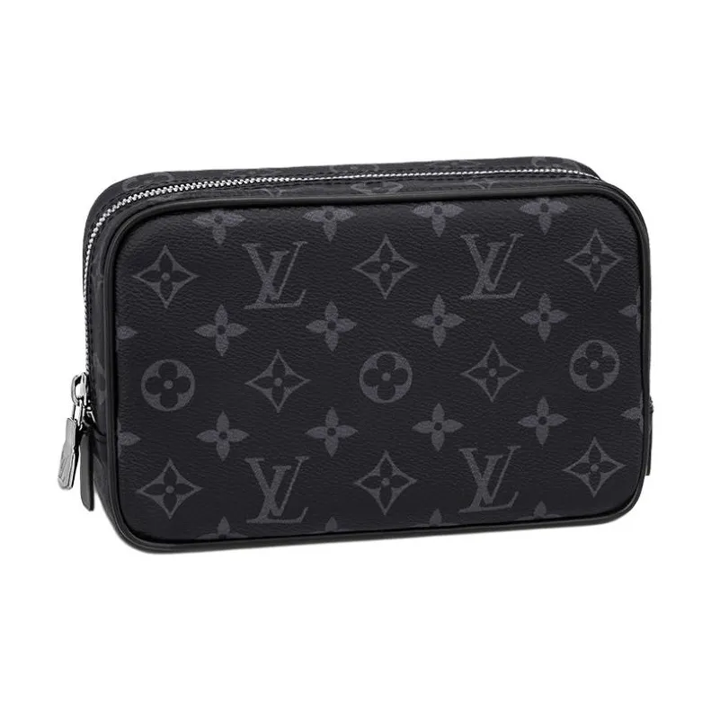 LOUIS VUITTON Coated Canvas With Leather Trim Toiletry Bag Trumpets Men's Black-0