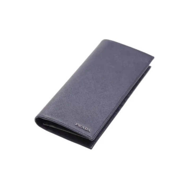 PRADA Cow Leather Clutch Wallet Men's Dark Blue-3
