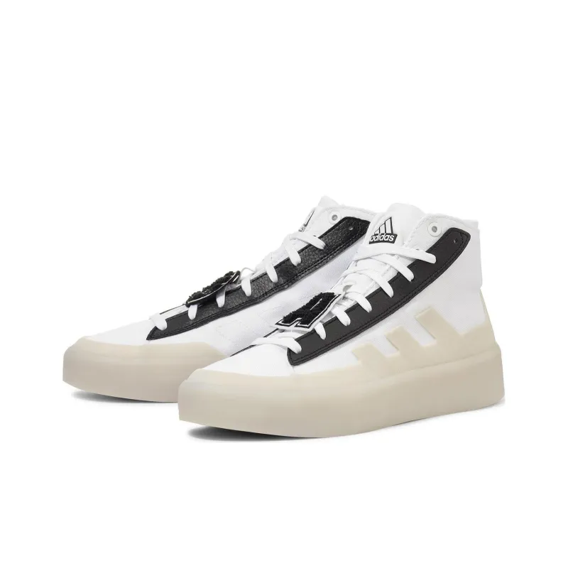 Adidas Znsored Hi Abrasion Resistant Breathable High Top Skateboard Shoes Unisex White Brown-2