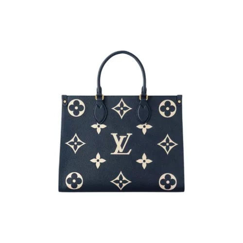 LOUIS VUITTON ONTHEGO Cow Leather Jungle Bag Handbag Medium Size Women's Marine Blue