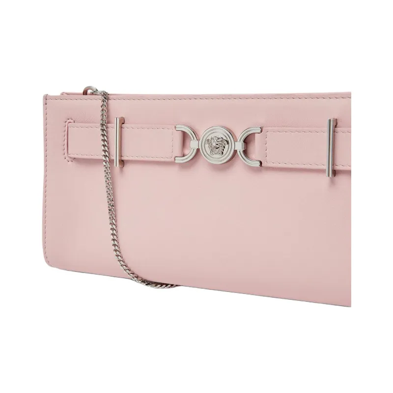 VERSACE Medusa '95 Cow Leather One Shoulder Crossbody Clutch Women's Light Pink-3