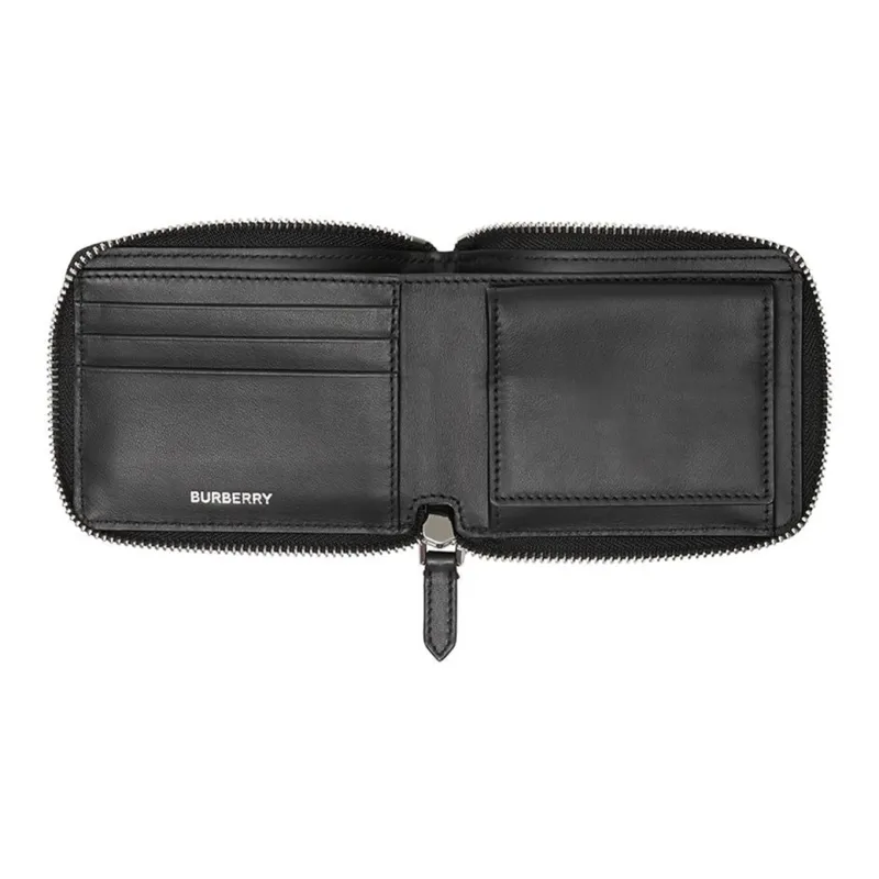 Burberry Leather Coin Purse Card Holder Wallet Men's Brown/Black-2