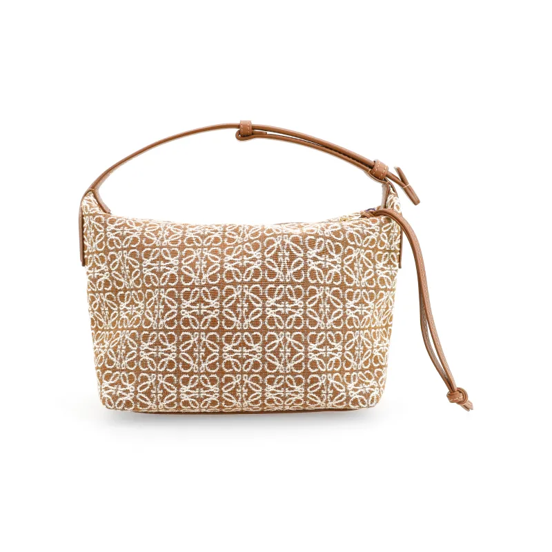 LOEWE Small Cubi Bag In Anagram Jacquard And Calfskin Tan/Pecan-5