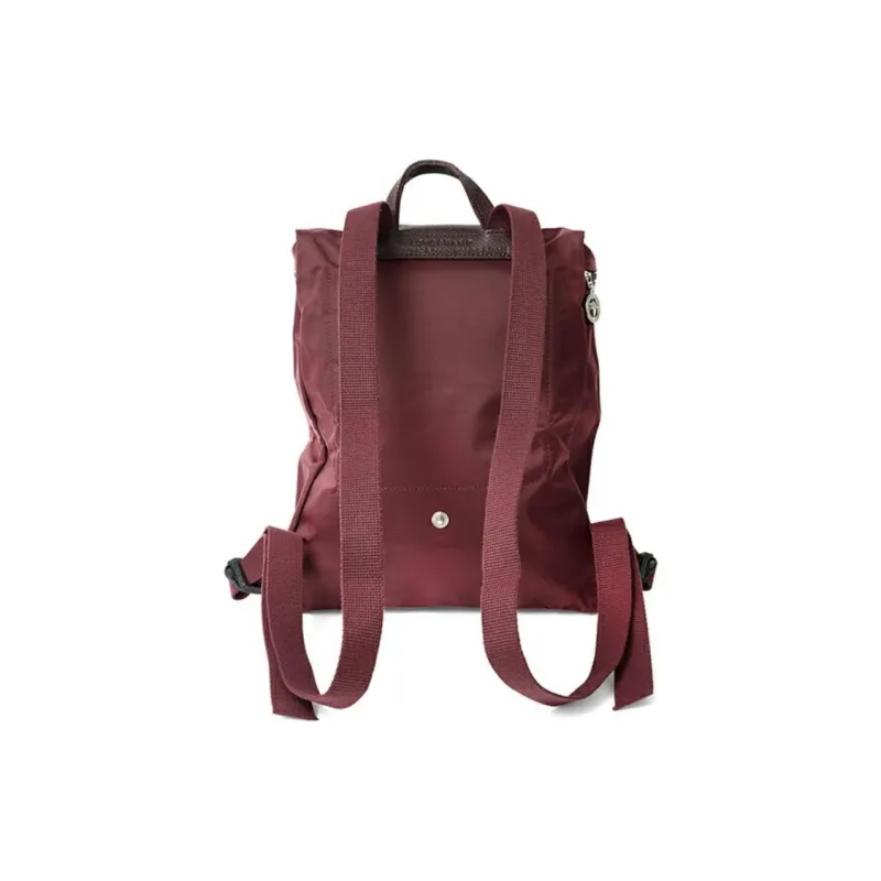 LONGCHAMP Soft Recycled Canvas With Leather Trim Backpack Regular Women's Deep Red-2