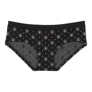 Victoria's Secret Seamless Lace-Trim Hiphugger BPPS Panty Underpants Women's 1 Pack Black Print