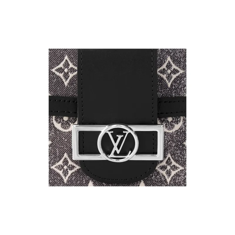 LOUIS VUITTON Dauphine Fabric With Cow Leather Patchwork Trim Daphne Handbag Shoulder Bag Women's Gray-4