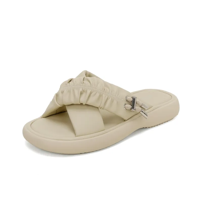 GEMEIQ Slide Slippers Women's Beige/Yellow-5