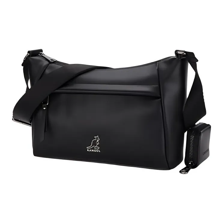 KANGOL Synthetic Leather Shoulder Bag Crossbody Bag Medium Size Women's Black-1