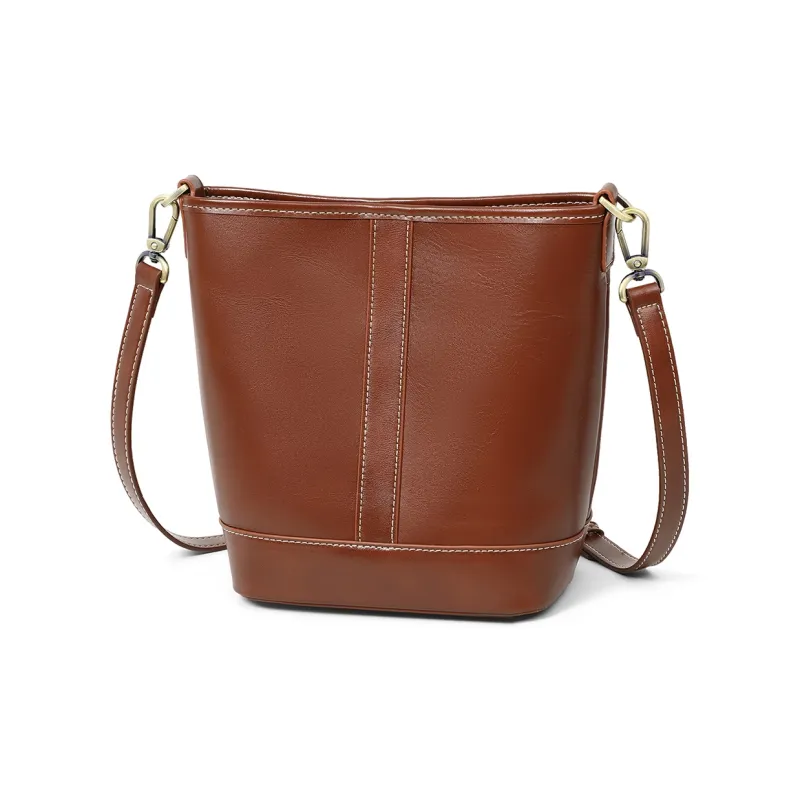 MILLIE'S Cow Leather Bonded Synthetic Leather Bucket Bags Shoulder Bags Regular Women's Wine Coffee/Brown-8
