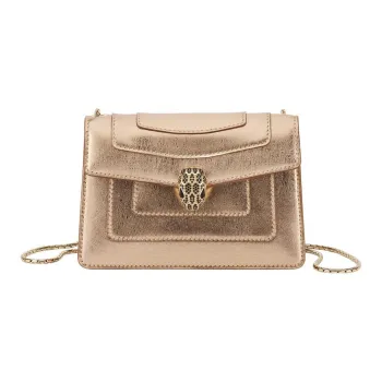 BVLGARI Serpenti Forever Series Calfskin Crossbody Bag Shoulder Bag Mini Women's Light Gold