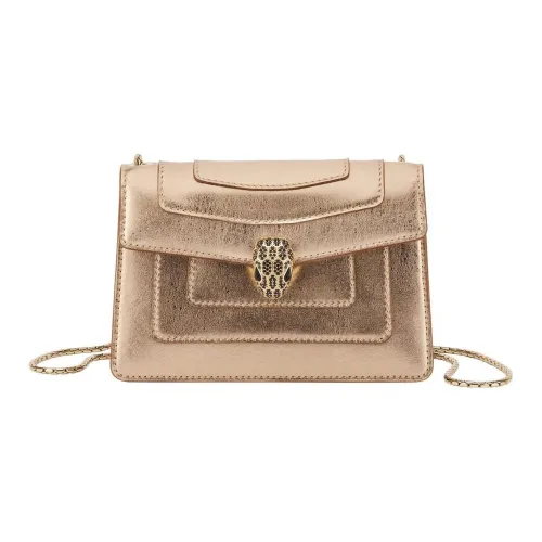 BVLGARI Serpenti Forever Series Calfskin Crossbody Bag Shoulder Bag Mini Women's Light Gold