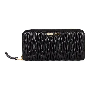 MIU MIU Matelassé Lambskin Wallet Women's Black