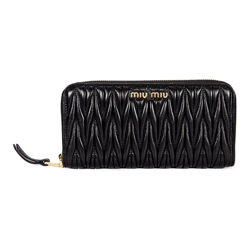MIU MIU Matelassé Lambskin Wallet Women's Black-0
