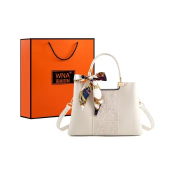 Vigno Synthetic Leather Shoulder Bag Crossbody Bag Handbag Set Medium Size Women's Ecru/Apricot
