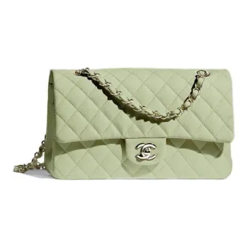 CHANEL Litchi Cow Leather Mouth Cover Bag, Crossbody Bags, Shoulder Bags Medium Size Women's Fruit Green