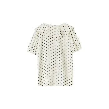 SENTUBILA Chiffon Shirts Women's White With Black Dot