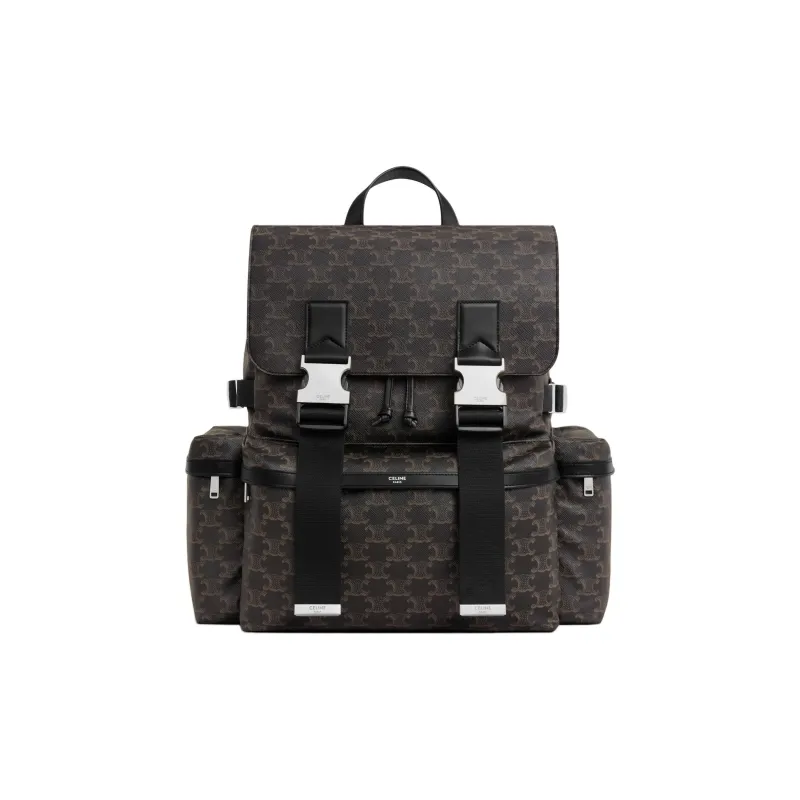 CELINE Leather Trim Backpack Men's Black-0