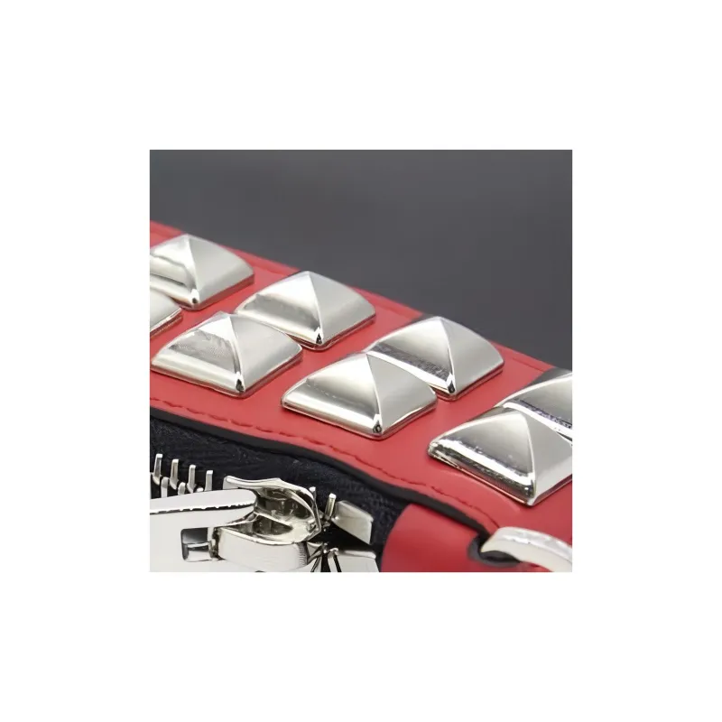 PRADA Cow Leather Clutch Regular Women's Black Red Multicolor-4