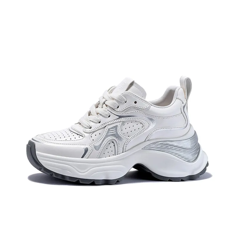 BELLALILY Anti-Slip And Wear-Resistant Height Increasing Low-Top Chunky Sneakers Women's-0