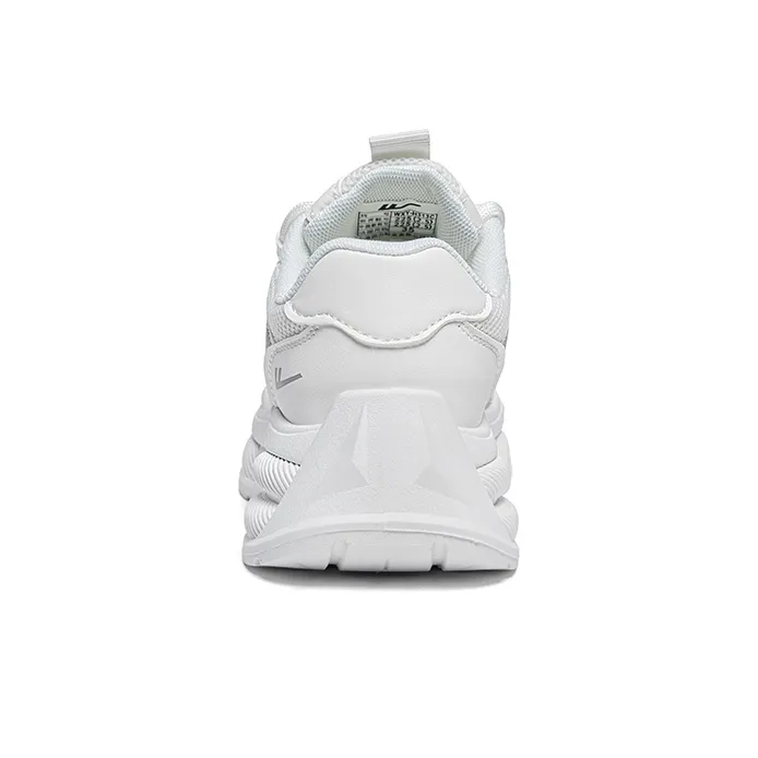 Warrior Students Platform Chunky Sneakers Lightweight And Breathable Low Top Casual Shoes Unisex White Silver-2