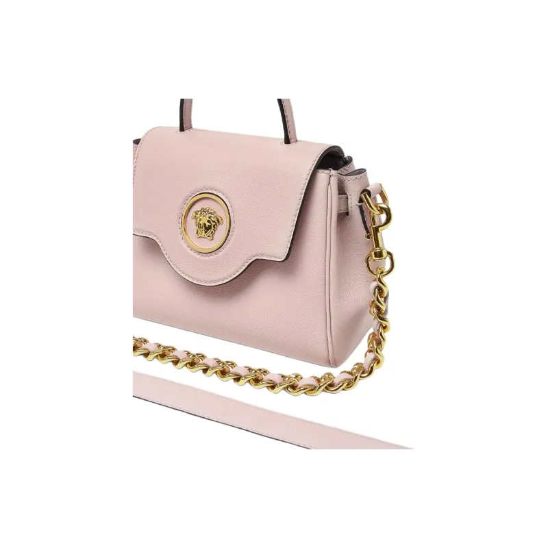 VERSACE La Medusa Cow Leather Shoulder Bag, Crossbody Bag, Handbag Trumpets Women's Light Pink Red-3