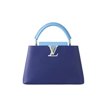 LOUIS VUITTON Capucines Taurillon Leather Capusin Shoulder Crossbody Handbag Medium Size Women's Dark Blue/Light Blue