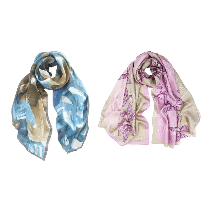 MARJAKURKI Silk Scarf 'Lively Spring Water'+'Peaceful Oasis' Greeting Card Women's-5