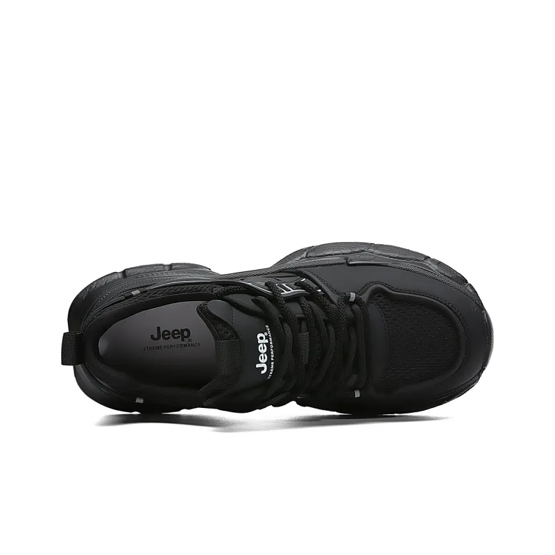 Jeep Cushioning Anti-Slip And Wear-Resistant Support Low-Top Platform Fashion Chunky Sneakers Unisex Black-4