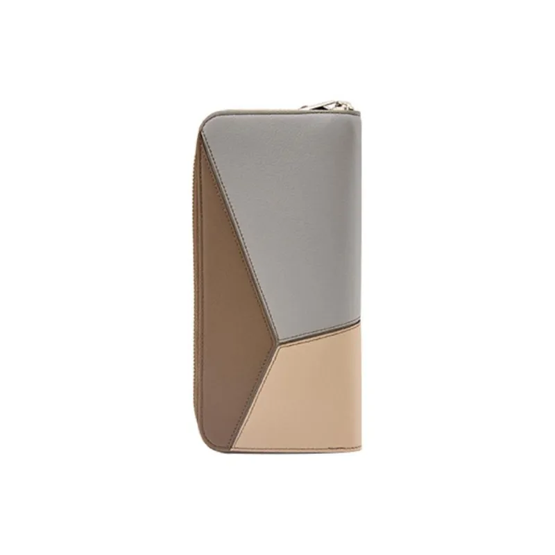 LOEWE Puzzle Classic Calfskin Wallet Women's Asphalt Gray/Winter Brown-1
