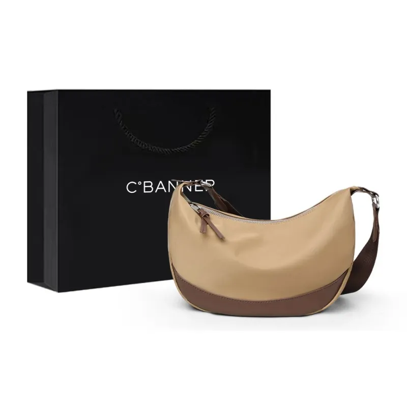 C°BANNER Fabric, Synthetic Leather Pillow Bag, Crossbody Bag, Shoulder Bag Women's Black/Khaki-5