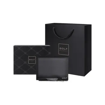 GOLF Top Grain Cow Leather Genuine Leather Speeding Certificate Bag Card Holder Wallet Small Size Men's Black