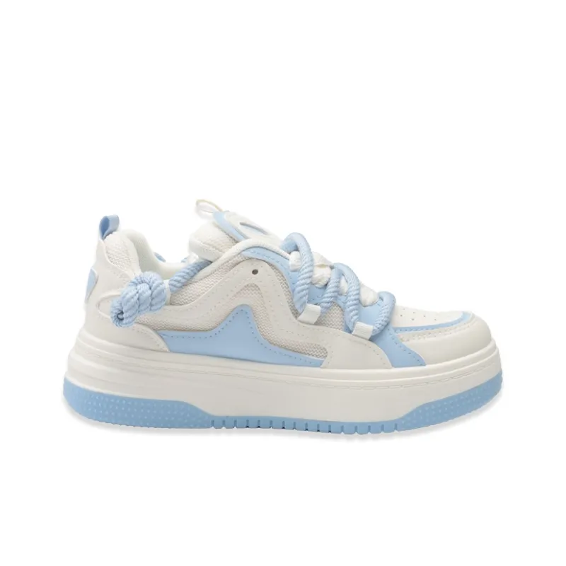 Warrior Anti Slip And Wear Resistant Lightweight Low Top Skateboard Shoes Women's Beige Blue-1