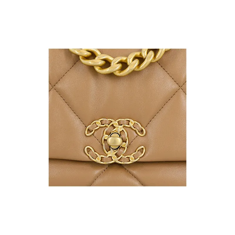 CHANEL 19Bag Sheepskin Shoulder Bag, Crossbody Bag Trumpets Women's Brown-5