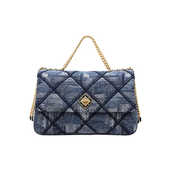 FION Fabric Tote Bag, Shopping Bag, Shoulder Bag, Handbag Medium Size Women's Dark Blue