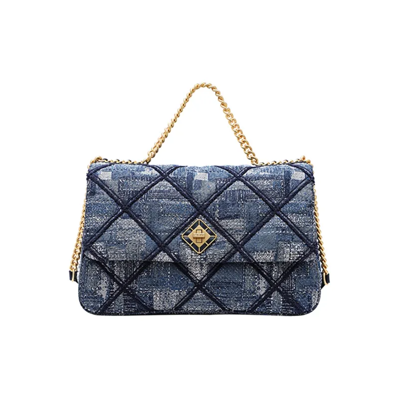 FION Fabric Tote Bag, Shopping Bag, Shoulder Bag, Handbag Medium Size Women's Dark Blue-0