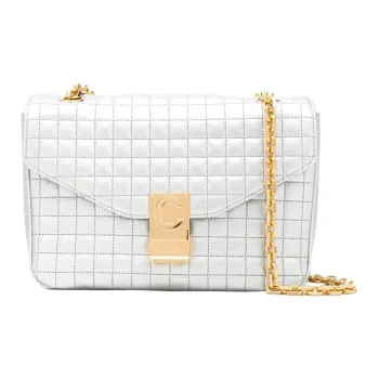 CELINE Cow Leather Crossbody Bag, Shoulder Bag Women's Silver