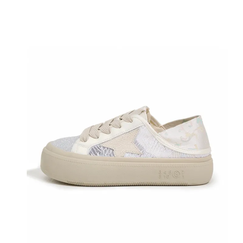 Milan Love Song Wear-Resistant Lightweight Breathable Quick Dry Slip-Resistant Low-Top Skateboard Shoes Women's Silver-0