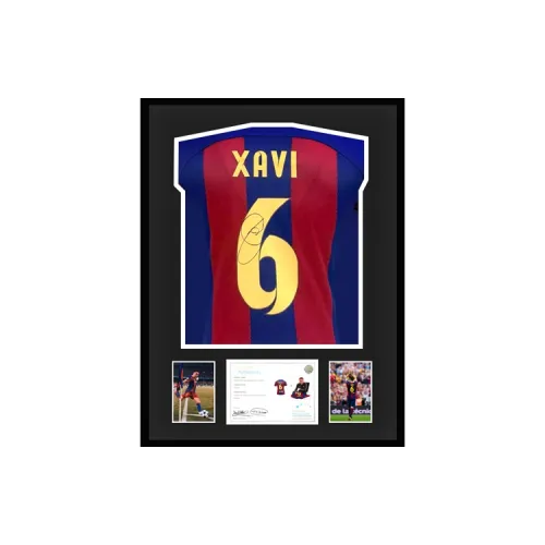 Three For Harvey, Handwritten Signature, Barcelona Team Jersey EM Certificate, Deluxe Framed