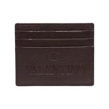 Valentino Calfskin Wallet, Card Holder Men's Dark Brown