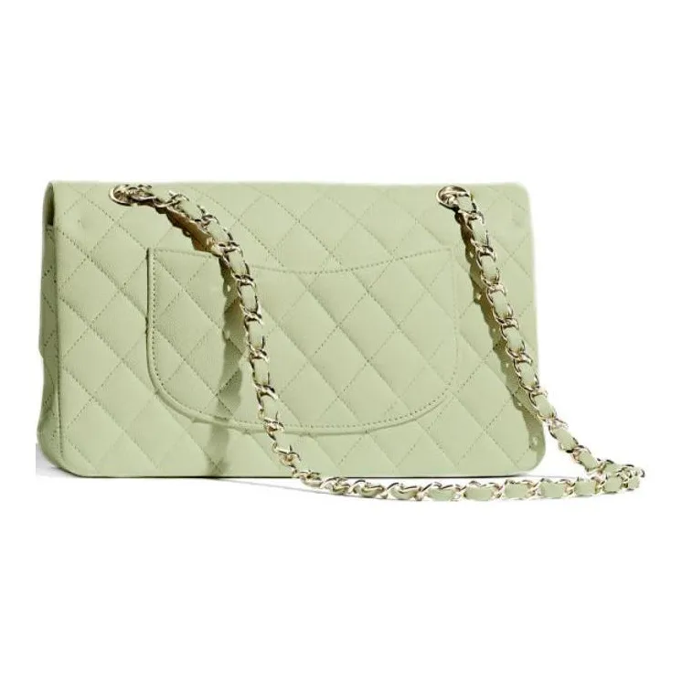 CHANEL Litchi Cow Leather Mouth Cover Bag, Crossbody Bags, Shoulder Bags Medium Size Women's Fruit Green-2