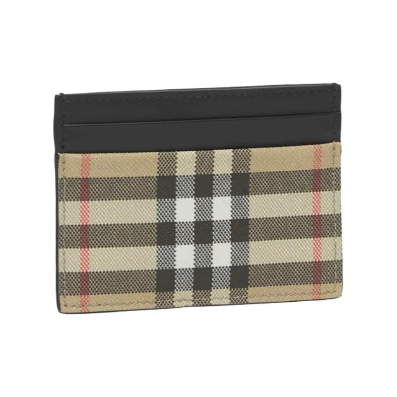 Burberry Canvas Cowhide Card Holder Men's Classic Beige-1