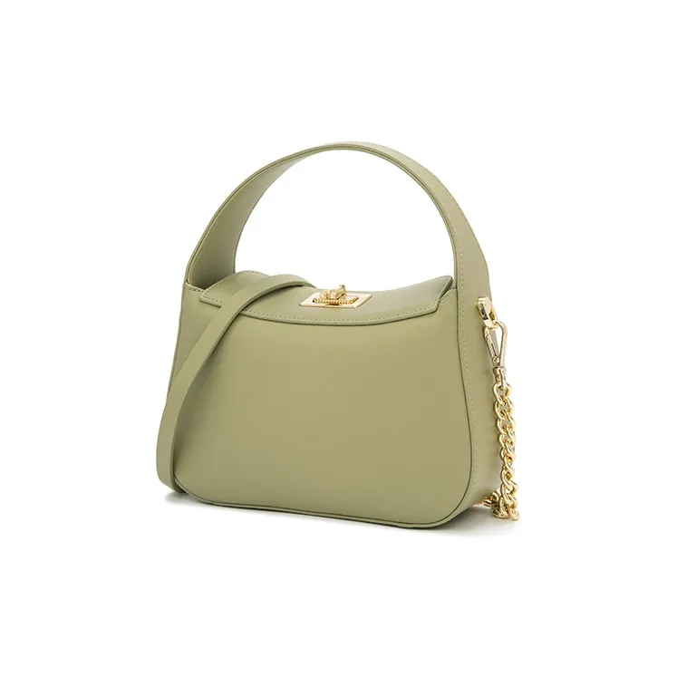 ELLE Leather Crossbody Handbag Small Size Women's Pink/Black/Green-10